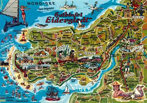 AK / Ansichtskarte Eiderstedt Halbinsel Lageplan Eiderstedt