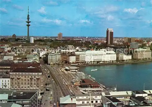 AK / Ansichtskarte Hamburg Fliegeraufnahme Jungfernstieg mit Binnenalster Hamburg