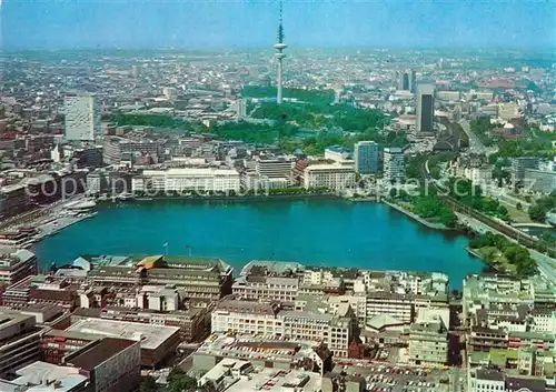 AK / Ansichtskarte Hamburg Fliegeraufnahme Binnenalster mit Ffernsehturm Hamburg