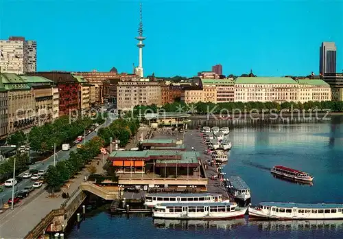 AK / Ansichtskarte Hamburg Jungfernstieg mit Verkerspavillon Hapag Lloyd Reisebueros Hamburg