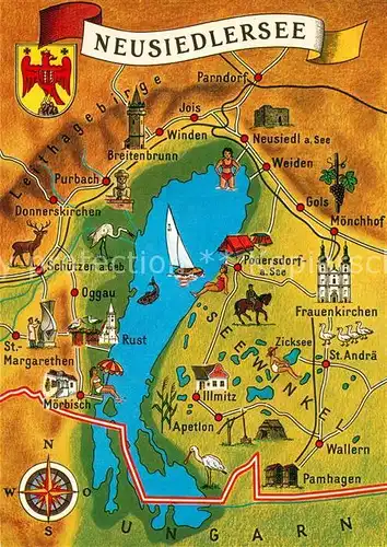 AK / Ansichtskarte Neusiedl_See Panoramakarte Neusiedl See