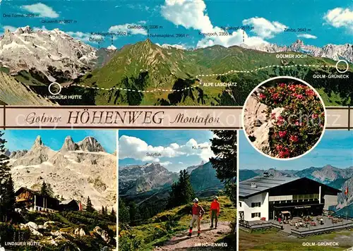 AK / Ansichtskarte Montafon Golmer Hoehenweg Lindauer Huette Grueneck Montafon