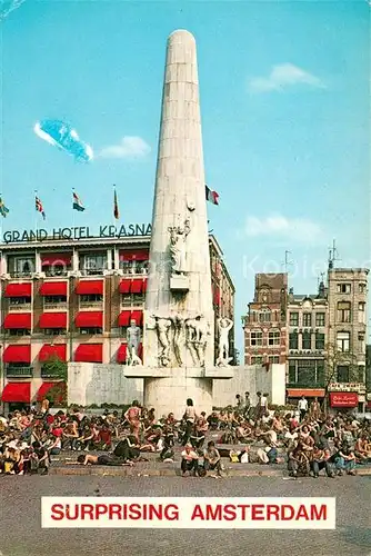 AK / Ansichtskarte Amsterdam_Niederlande Nationaldenkmal Grand Hotel Krasna Amsterdam_Niederlande