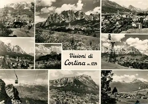 AK / Ansichtskarte Cortina_d_Ampezzo Seilbahn Bergketten Panorama Cortina_d_Ampezzo