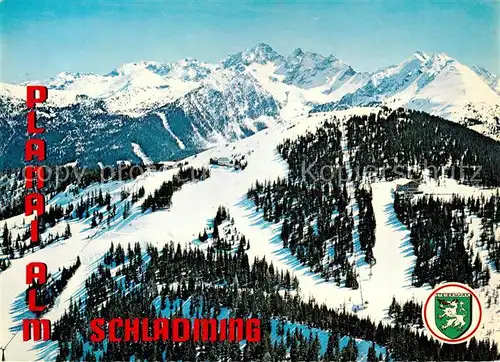 AK / Ansichtskarte Schladming_Obersteiermark Panorama Schigebiet Alpen Planai Alm Fliegeraufnahme Schladming_Obersteiermark