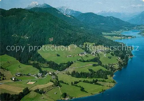 AK / Ansichtskarte Weissensee_Kaernten Blick ueber Naggl gegen Westen Alpenpanorama Fliegeraufnahme Weissensee Kaernten