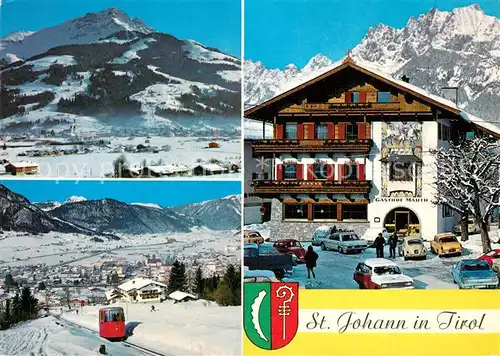 AK / Ansichtskarte St_Johann_Tirol Wintersportzentrum Kitzbueheler Horn Hauptplatz Wilder Kaiser Bergbahn Gasthof Mauth St_Johann_Tirol