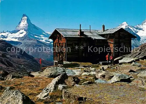 AK / Ansichtskarte Zermatt_VS Touristenhaus Fluhalp Berghuette Matterhorn Dent Blanche Walliser Alpen Zermatt_VS