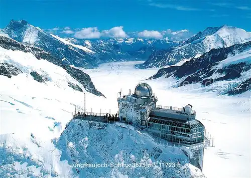 AK / Ansichtskarte Jungfraujoch Sphinx Observatorium Aletschgletscher Walliser Alpen Fliegeraufnahme Jungfraujoch