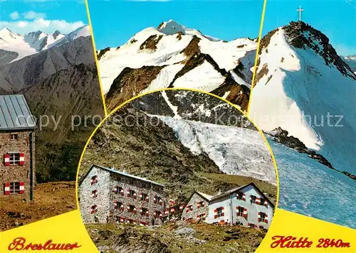 AK / Ansichtskarte Breslauerhuette am Fusse der Wildspitze Gebirgspanorama Alpen Breslauerhuette