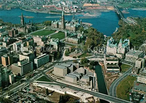 AK / Ansichtskarte Ottawa_Ontario National Arts Centre Parliament Buildings Ottawa River City of Hull aerial view Ottawa Ontario