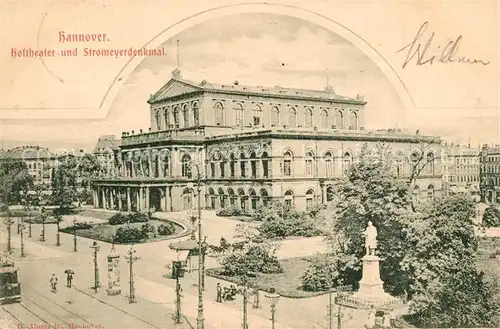 AK / Ansichtskarte Hannover Hoftheater und Stromeyerdenkmal Hannover