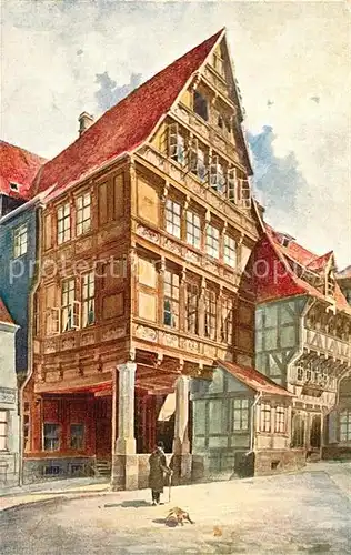 AK / Ansichtskarte Hildesheim Pfeilerhaus am Andreasplatz Kuenstlerkarte Hildesheim