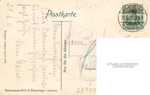 AK / Ansichtskarte Braunlage Bodewasserfaelle Braunlage