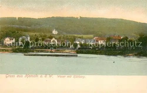 AK / Ansichtskarte Hameln_Weser Weser mit Kluetberg Hameln Weser