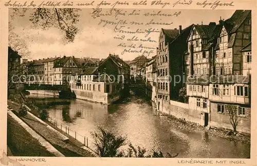 AK / Ansichtskarte Hannover Leinepartie mit Insel Hannover