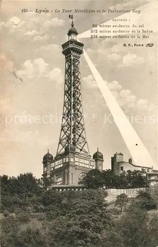 AK / Ansichtskarte Lyon_France La Tour Metallique et le Restaurant Gay Lyon France