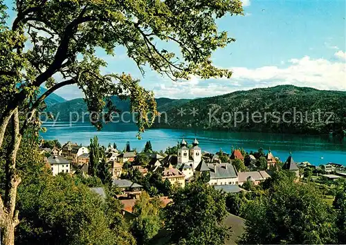 AK / Ansichtskarte Millstatt_Millstaettersee Kirchenpartie mit See Millstatt_Millstaettersee