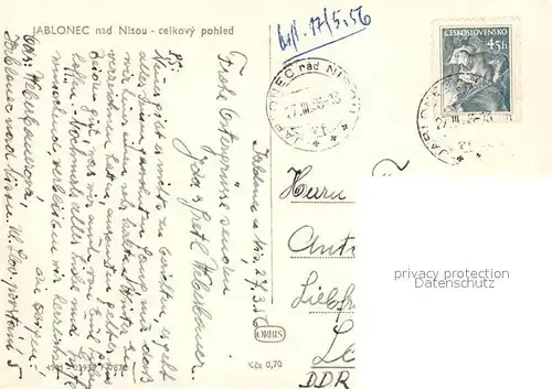 AK / Ansichtskarte Jablonec_nad_Nisou Stadtansicht Jablonec_nad_Nisou