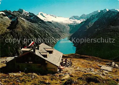 AK / Ansichtskarte Olpererhuette Berghuette Zillertaler Alpen Bergsee Olpererhuette