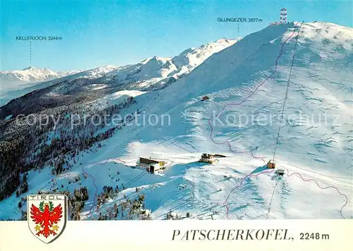 AK / Ansichtskarte Patscherkofel Seilbahn Bergstation Schutzhaus Winterpanorama Bergwelt Fliegeraufnahme Patscherkofel