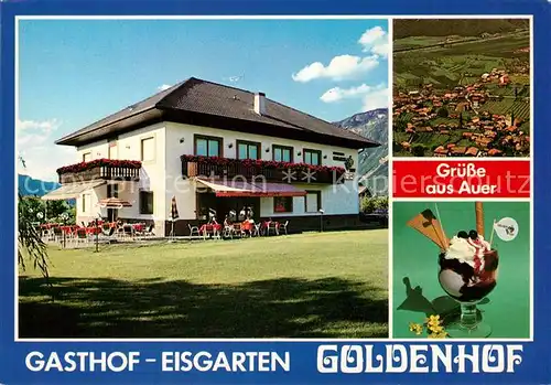 AK / Ansichtskarte Auer_Ora_Suedtirol Gasthof Eisgarten Goldenhof Eisbecher Fliegeraufnahme Auer_Ora_Suedtirol