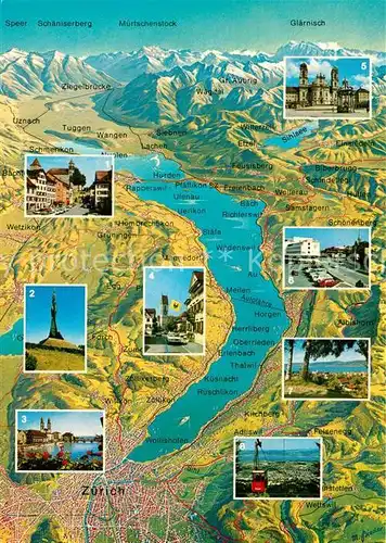 AK / Ansichtskarte Zuerich_ZH Rund um den Zuerichsee Alpenpanorama aus der Vogelperspektive Zuerich_ZH