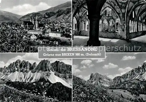 AK / Ansichtskarte Bressanone Stadtpanorama mit Kirche Arkaden Alpenpanorama Bressanone