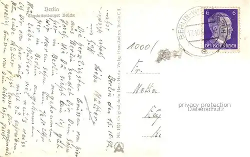 AK / Ansichtskarte Berlin Charlottenburger Bruecke Berlin