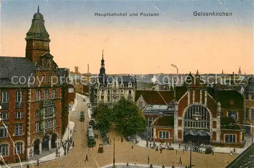AK / Ansichtskarte Gelsenkirchen Hautpbahnhof und Postamt Gelsenkirchen