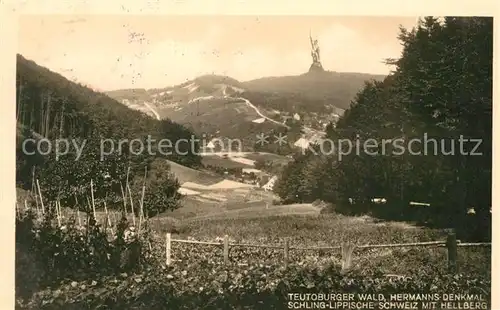 AK / Ansichtskarte Teutoburgerwald Hermannsdenkmal mit Hellberg Teutoburgerwald