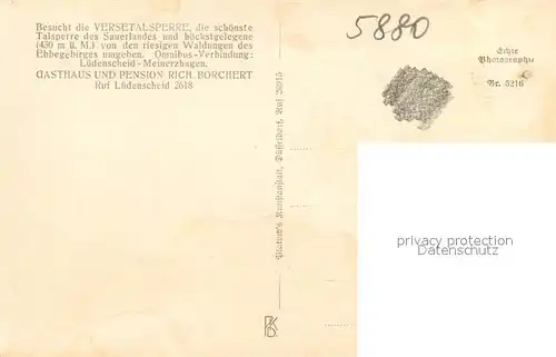 AK / Ansichtskarte Versetalsperre Panorama Versetalsperre