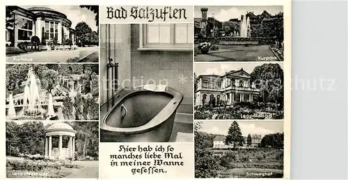 AK / Ansichtskarte Bad_Salzuflen Kurhaus Leuchtfontaene Kurpark Leopoldsprudel Leopoldbad Schwaghof Bad_Salzuflen