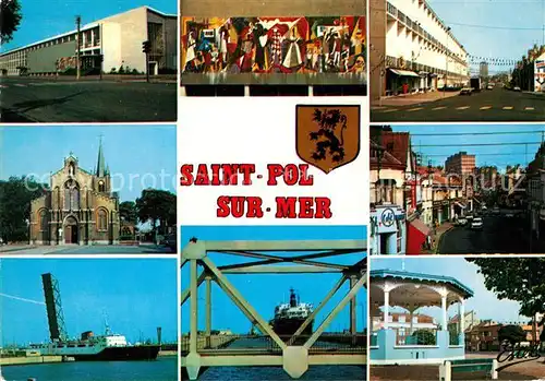 AK / Ansichtskarte Saint Pol sur Mer Centrum Roman Rolland Kirche Hebebruecke Saint Pol sur Mer