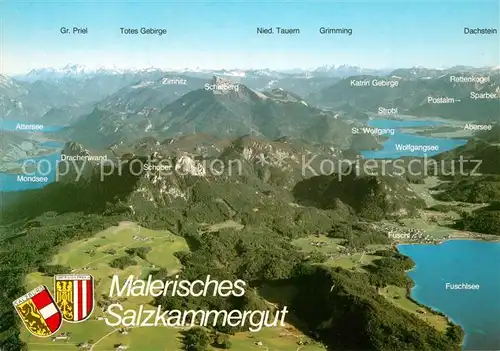 AK / Ansichtskarte Fuschl_See_Salzkammergut Fliegeraufnahme Wolfgangsee Tauern Mondsee Fuschl_See_Salzkammergut