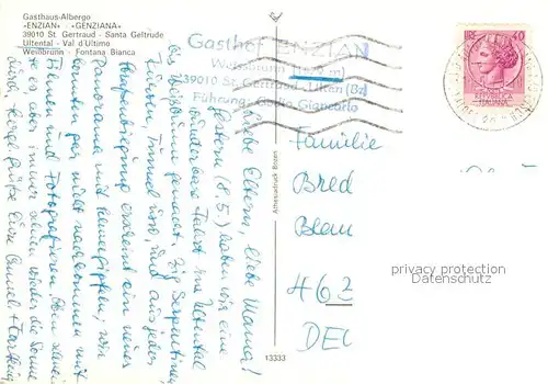 AK / Ansichtskarte St_Gertraud_Ulten Gasthaus Albergo Enzian St_Gertraud_Ulten