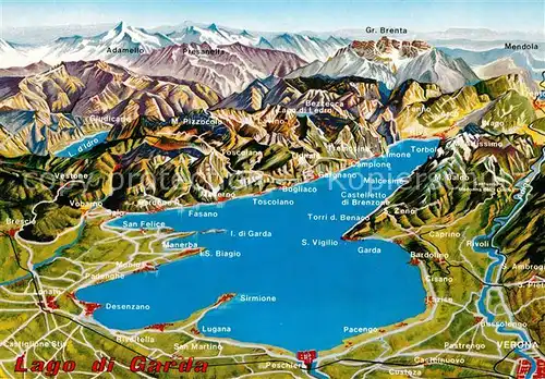 AK / Ansichtskarte Lago_di_Garda Umgebungsplan Lago_di_Garda