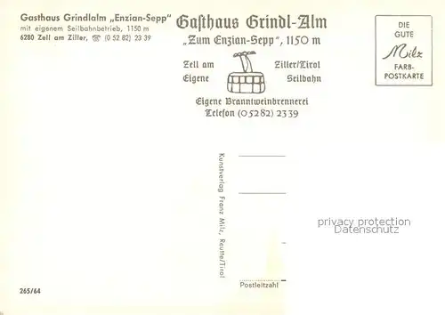 AK / Ansichtskarte Zell_Ziller_Tirol Gasthaus Grindlalm Enzian Sepp Zell_Ziller_Tirol