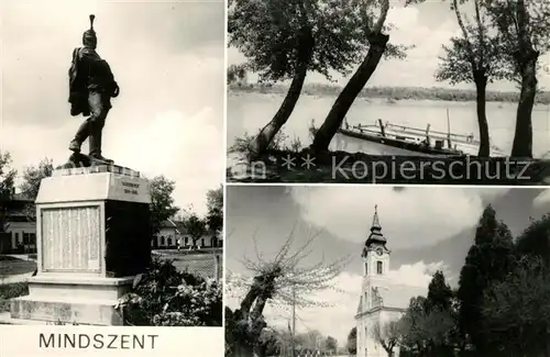 AK / Ansichtskarte Hodmezõvasarhely Mindszent Denkmal Kirche Bootssteg Hodmezõvasarhely