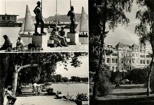 AK / Ansichtskarte Balatonfuered Denkmal Statue Uferpromenade am Plattensee Hotel Balatonfuered