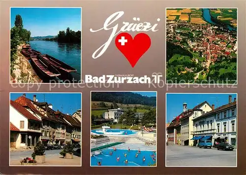 AK / Ansichtskarte Bad_Zurzach Teilansichten Innenstadt Thermalbad Fliegeraufnahme Herz Bad_Zurzach