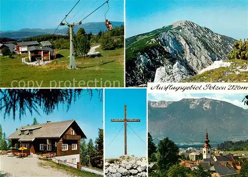 AK / Ansichtskarte Bleiburg Hotel Petzenkoenig mit Talstation Sessellift Gipfelkreuz Feistritzerspitze Berggasthof Kraut Siebenhuetten Kirche Bleiburg