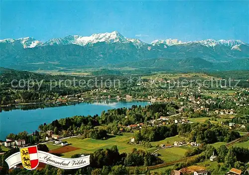 AK / Ansichtskarte Velden_Woerthersee Ortsansicht mit Karawankenkette Fliegeraufnahme Velden Woerthersee