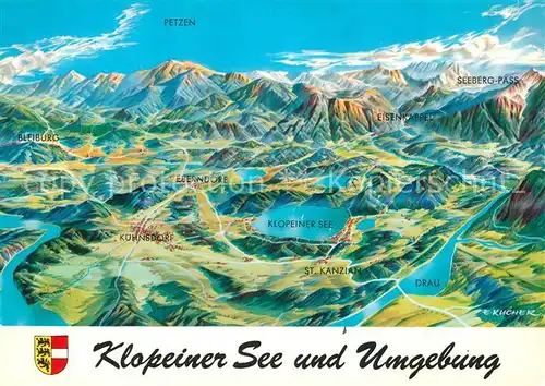 AK / Ansichtskarte Klopeinersee und Umgebung Kaernter Unterland Alpen aus der Vogelperspektive Klopeinersee