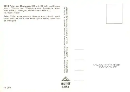AK / Ansichtskarte Prien_Chiemsee Klinik St Irmingard Kampenwand Bayerische Alpen Prien Chiemsee