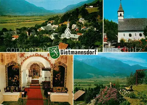 AK / Ansichtskarte Dietmannsdorf_Sulmtal Ortsansicht mit Kirche Innenansicht Landschaftspanorama Paltental Alpen 