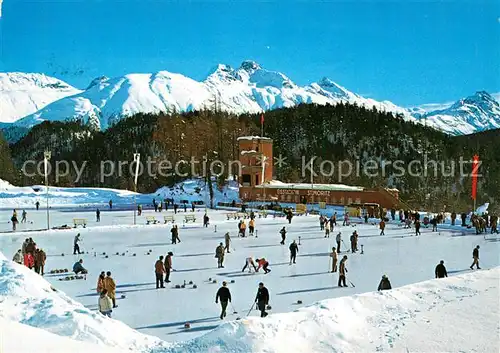 AK / Ansichtskarte St_Moritz_GR Curling Club Engiadina 24 Open Air Rinks Wintersportplatz Alpen St_Moritz_GR