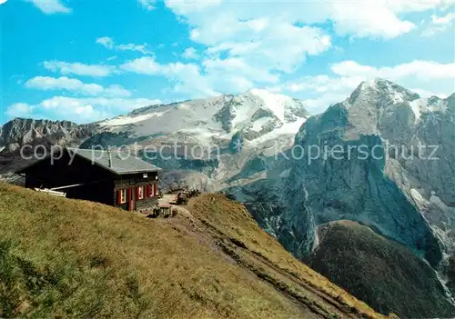 AK / Ansichtskarte Canazei_Suedtirol Rifugio Viel del Pan Marmolada Gran Vernel Dolomiti Berghaus Dolomiten Canazei Suedtirol