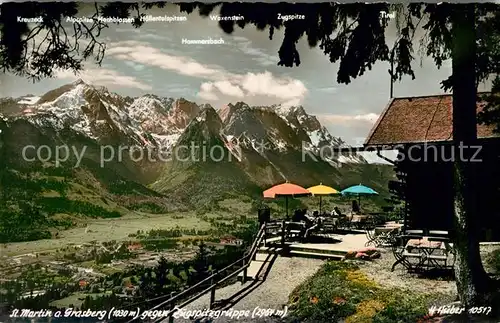 AK / Ansichtskarte St_Martin_Grasberg Berggaststaette gegen Zugspitzgruppe Huber Karte Nr 10517 St_Martin_Grasberg