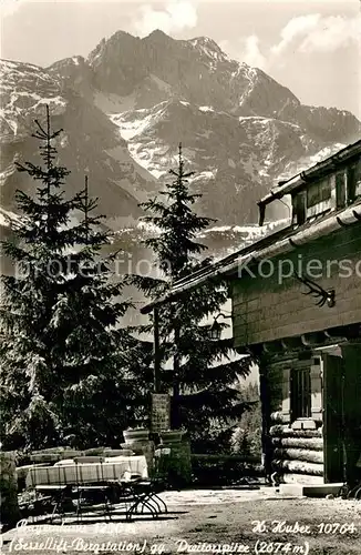 AK / Ansichtskarte Garmisch Partenkirchen Bayernhaus Sessellift Bergstation gegen Dreitorspitze Huber Karte Nr 10764 Garmisch Partenkirchen